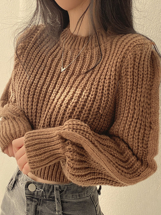 Cozy Lantern Sleeve Knit Sweater