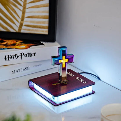 Levitating Cross-Bible Lamp