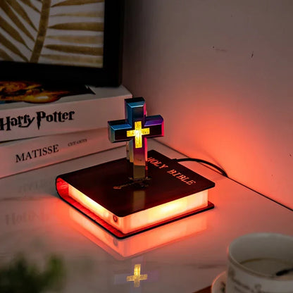 Levitating Cross-Bible Lamp