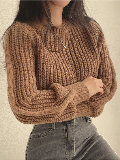 Cozy Lantern Sleeve Knit Sweater