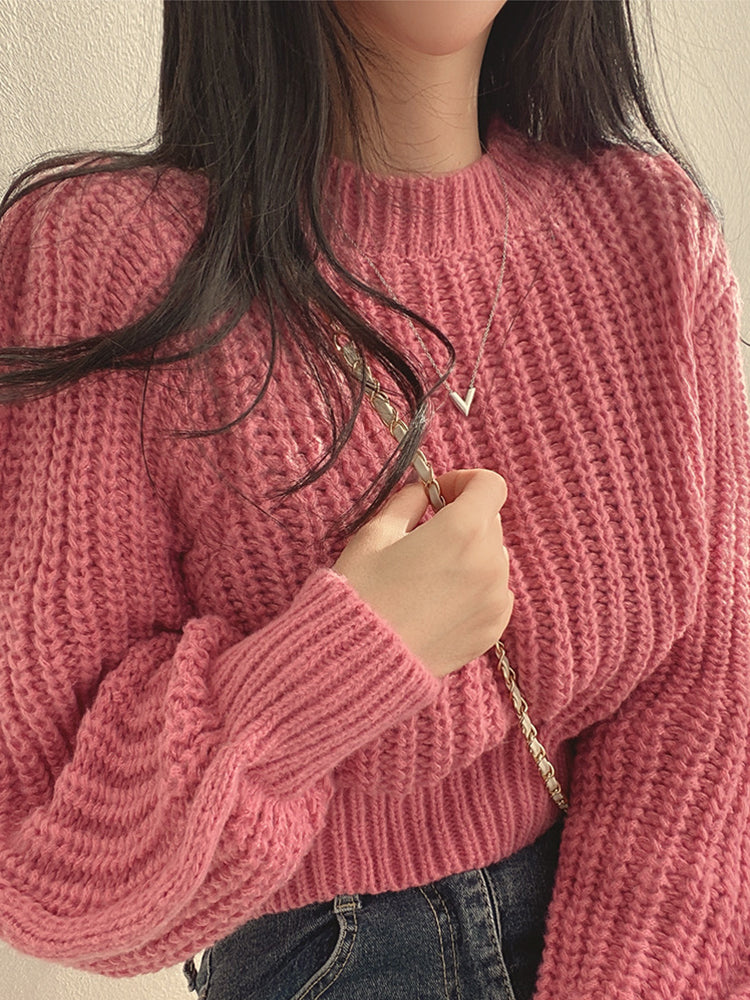 Cozy Lantern Sleeve Knit Sweater