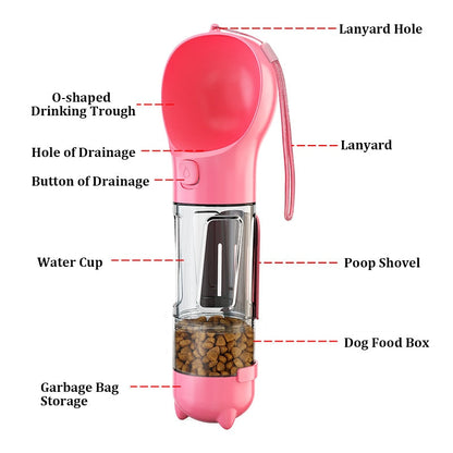 4-In-1 Portable Multifunctional Dog Waterer Bottle