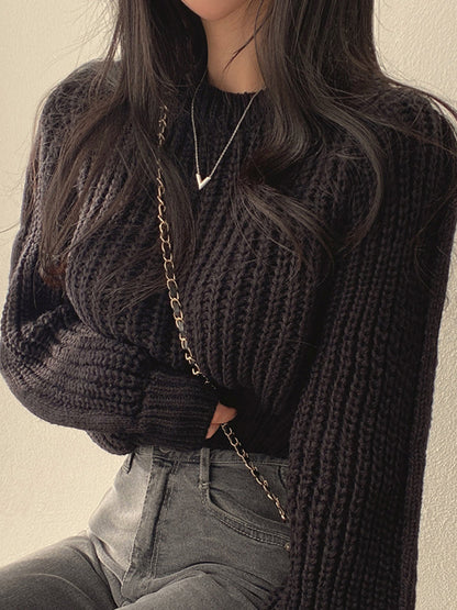 Cozy Lantern Sleeve Knit Sweater