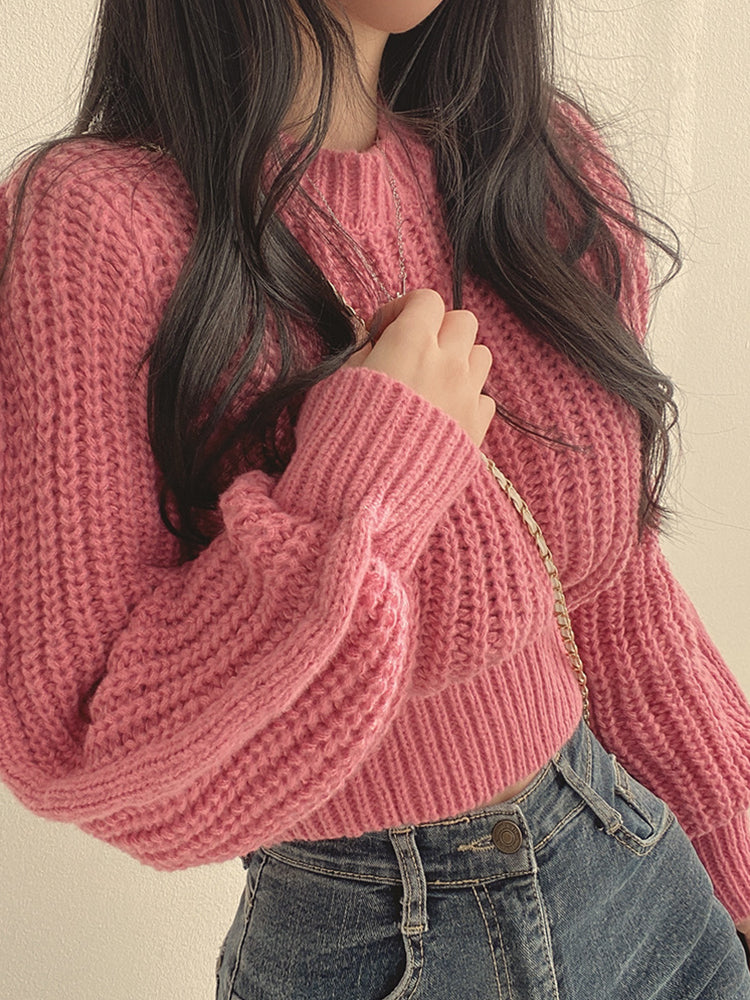 Cozy Lantern Sleeve Knit Sweater